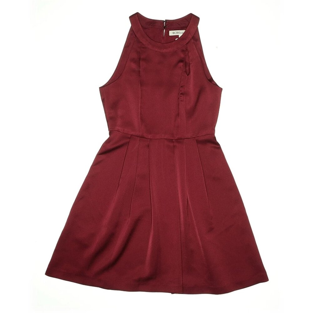 BCBGeneration Halter/Mockneck Red Satin Minidress - sz 4